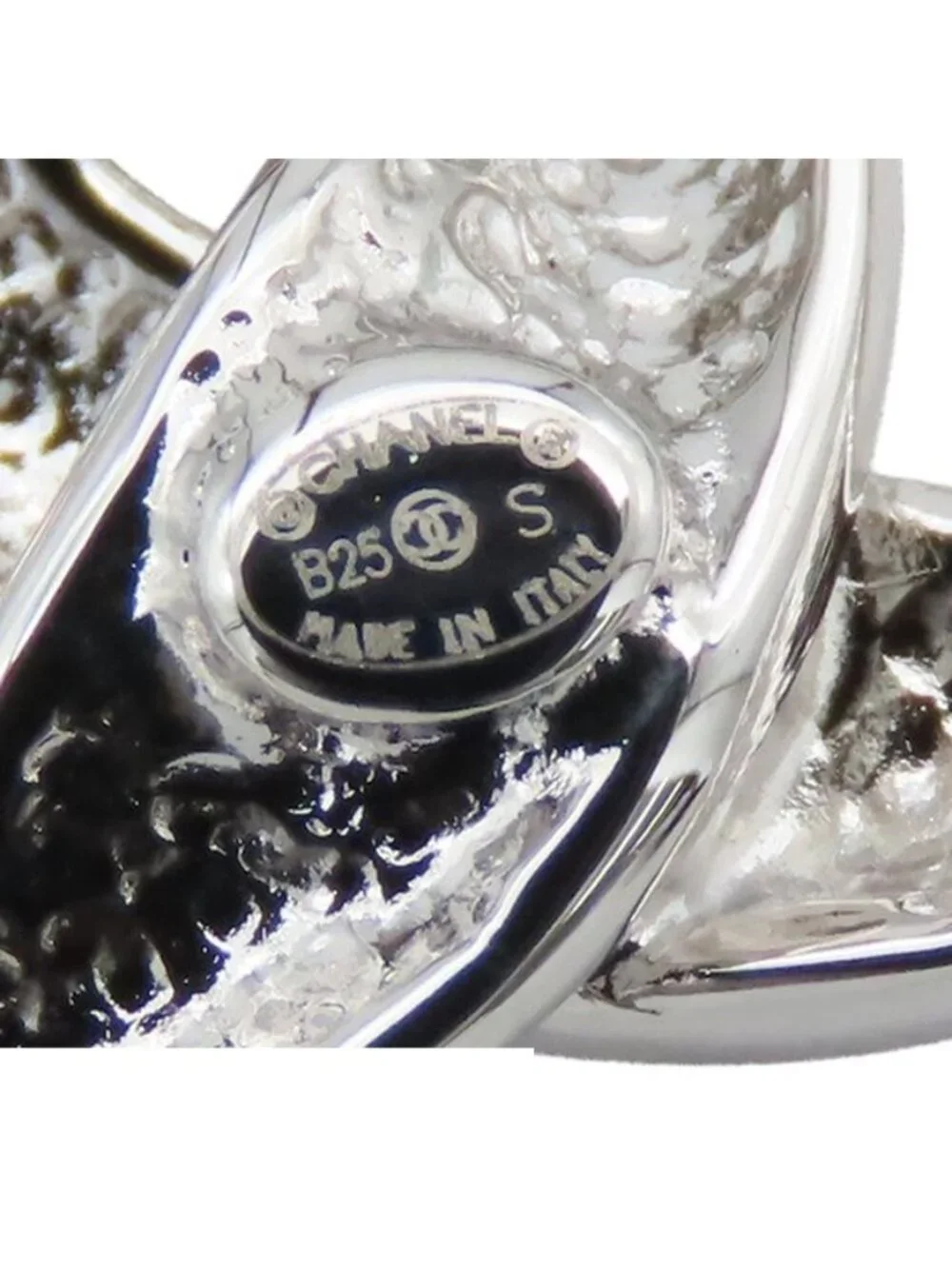 Chanel Earrings Silver Metal CC Logo